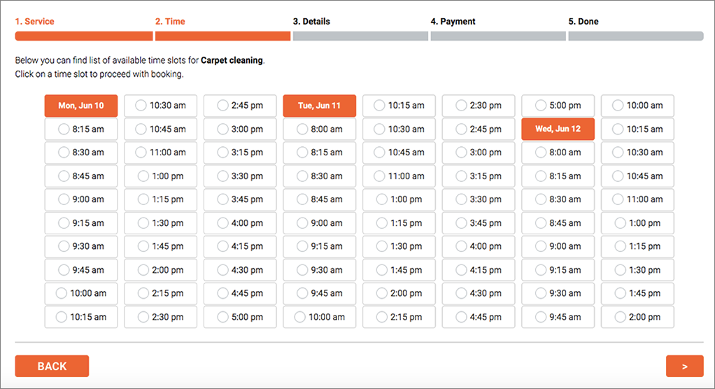 Add different booking forms for different pages