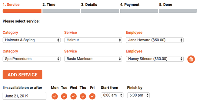 Allow customers to set several appointments using a single visit