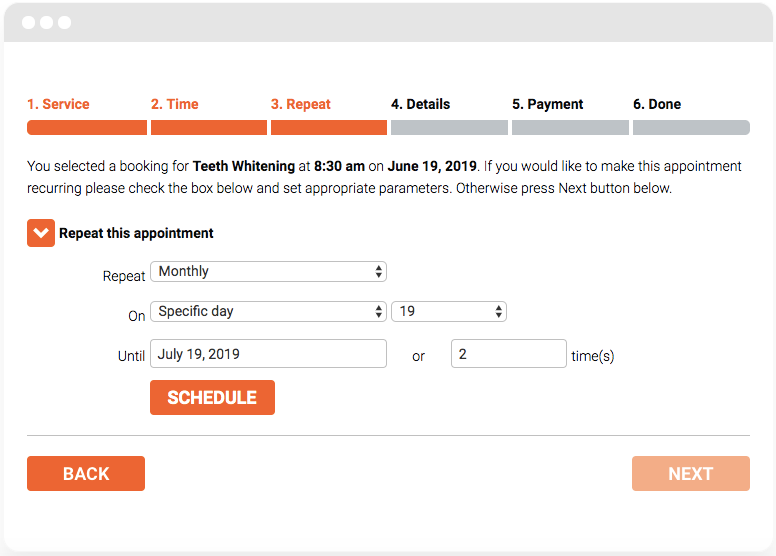 Organize recurring appointments