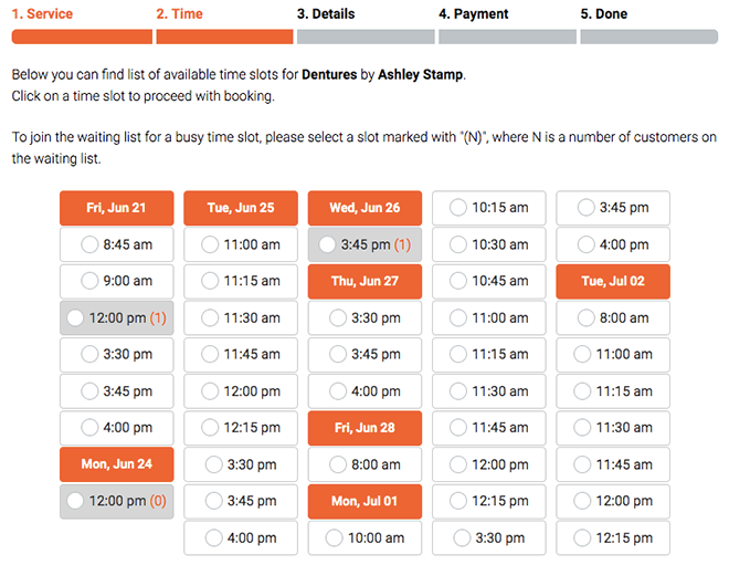 Create a waiting list for your appointments