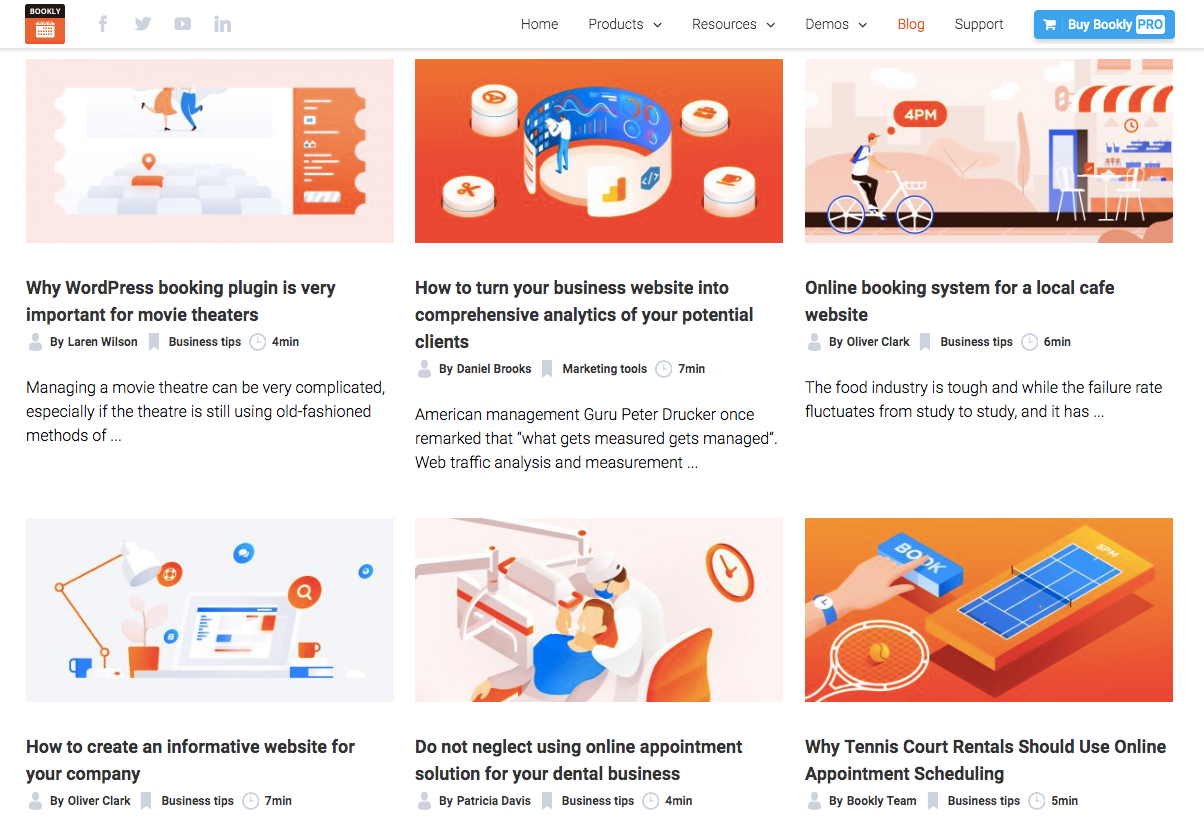 Bookly website useful content