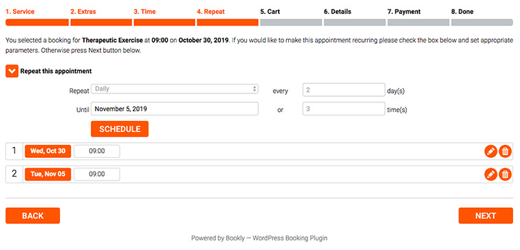 Let customers create repeat bookings