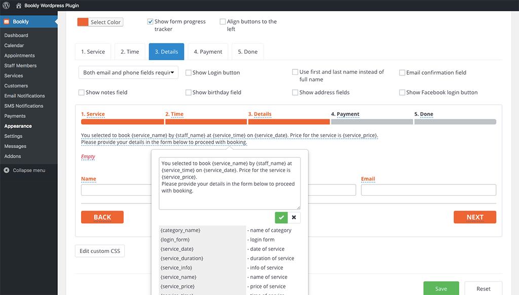 Customise forms for different financial services