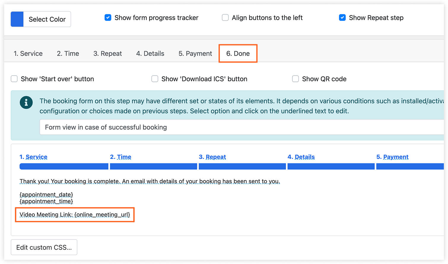 Appearance section in Bookly