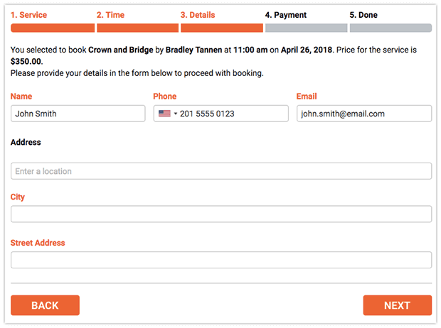 Address fields in Bookly booking form