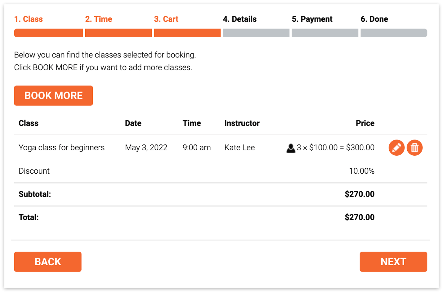 Bookly booking form – Cart step