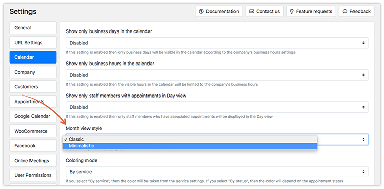 Choose the style of displaying appointments in Month view