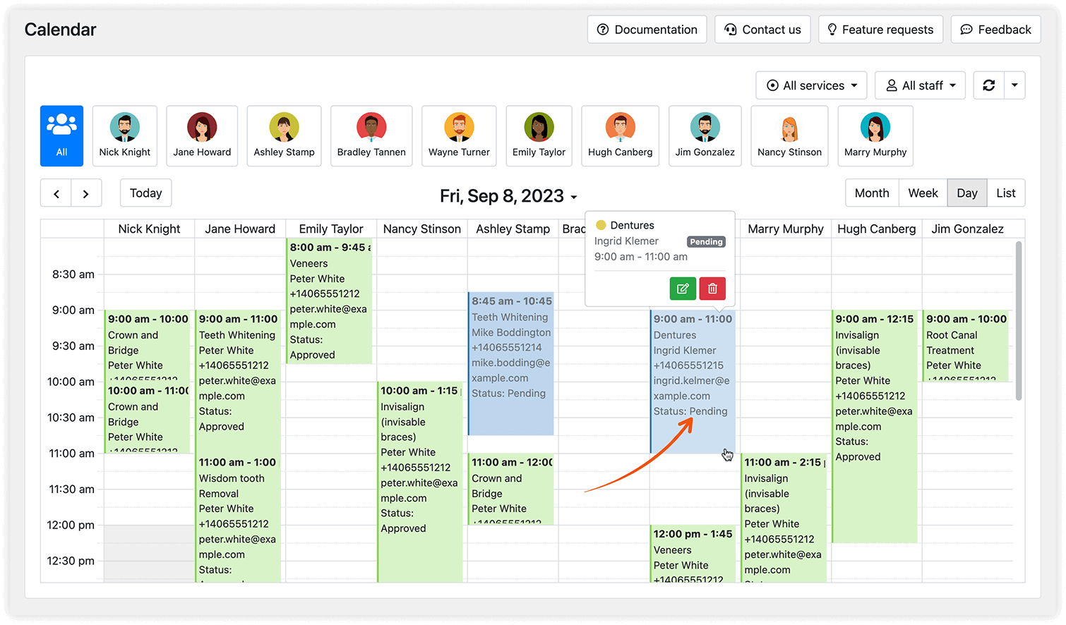 Coloring mode for pending appointments