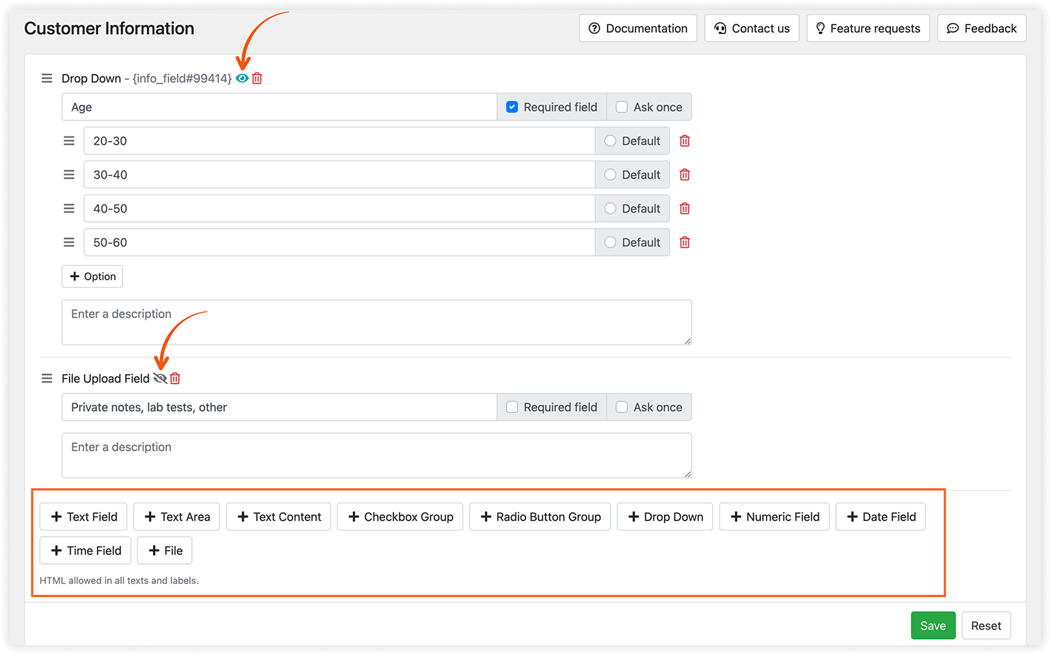 Bookly Customer Information (Add-on) settings