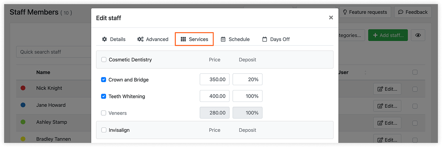 Set up a required deposit amount with Bookly