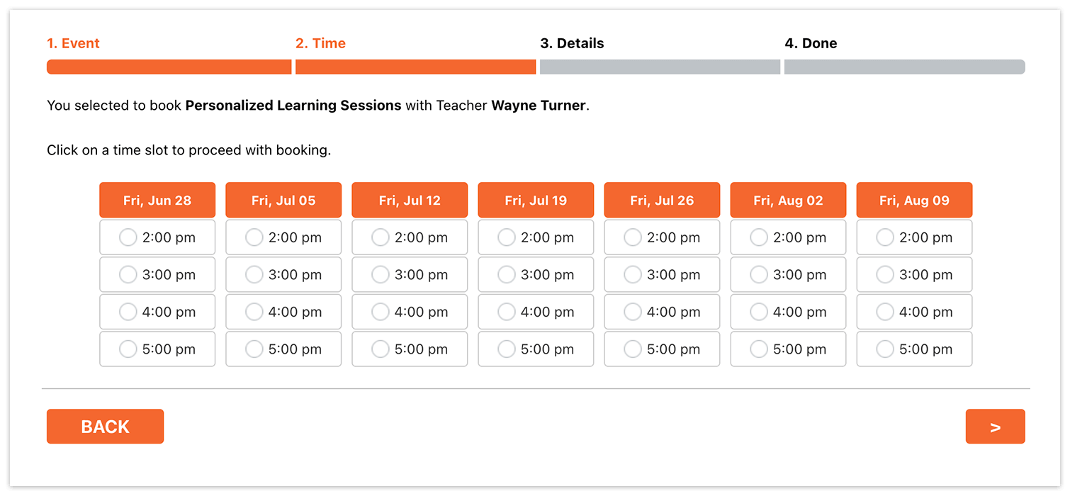 Bookly booking form