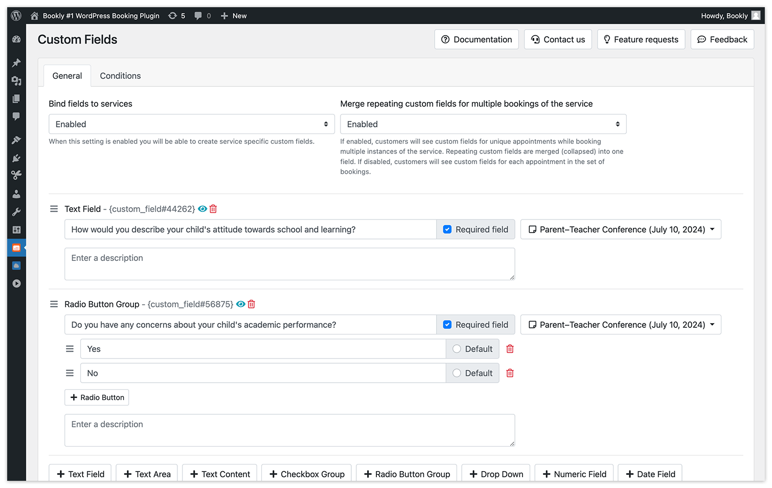 Custom Fields in Bookly