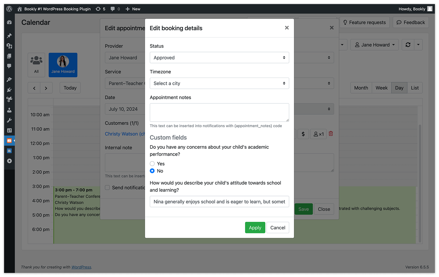 Custom Fields in booking details