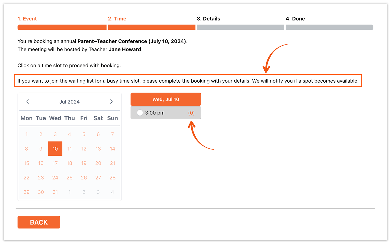 Bookly booking form