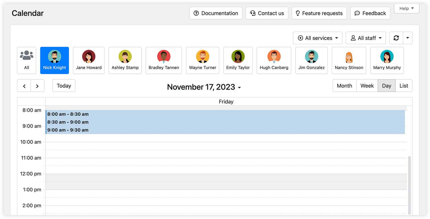 Consecutive bookings in Bookly backend