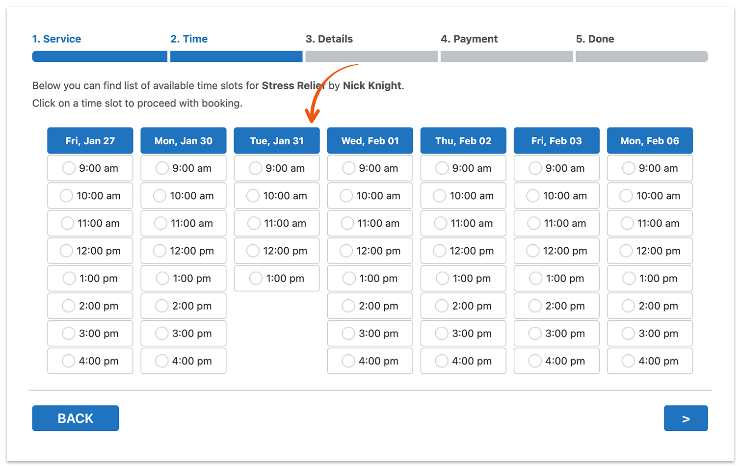 Bookly PRO front-end booking form