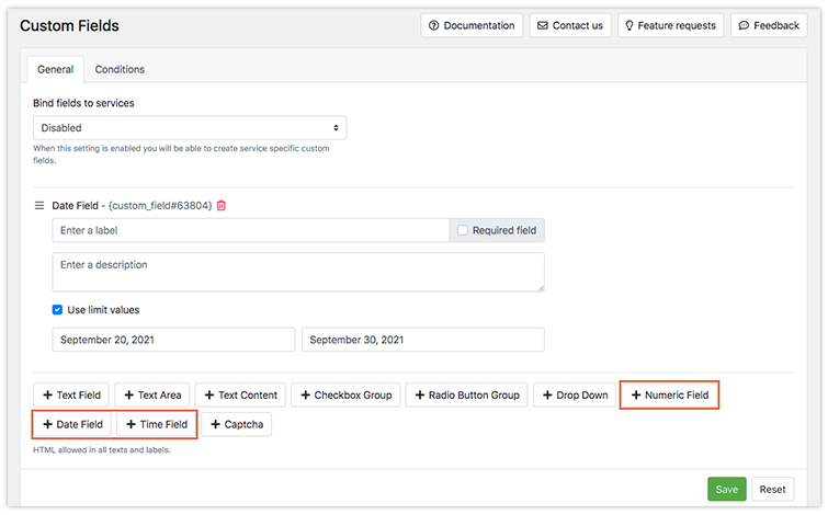 New types of custom fields in Bookly