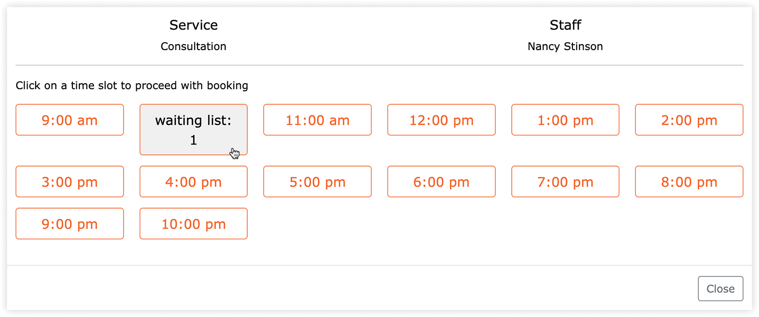 Waiting list in the Bookly Search form