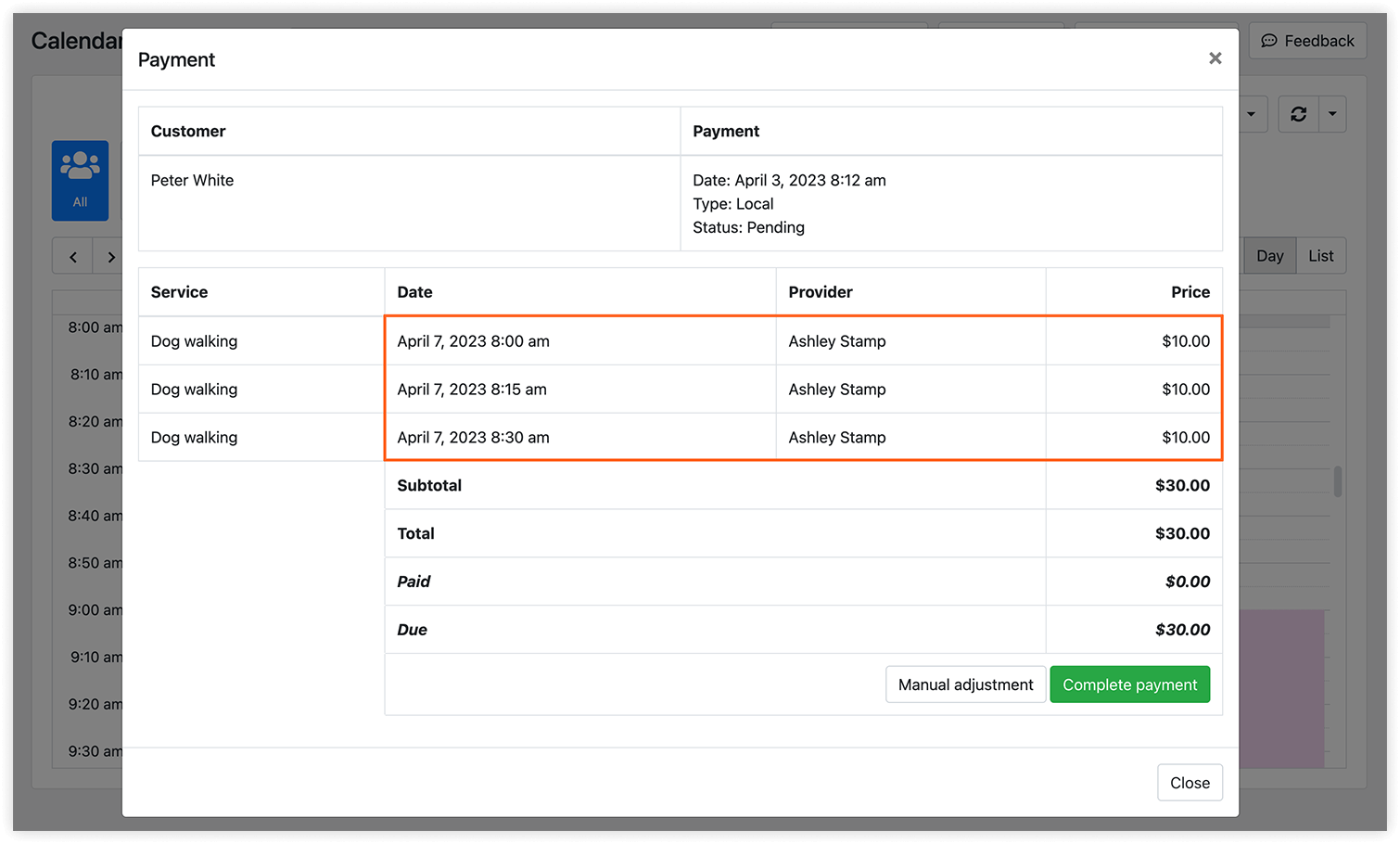 Bookly Multiply Appointments (Add-on) – payment details