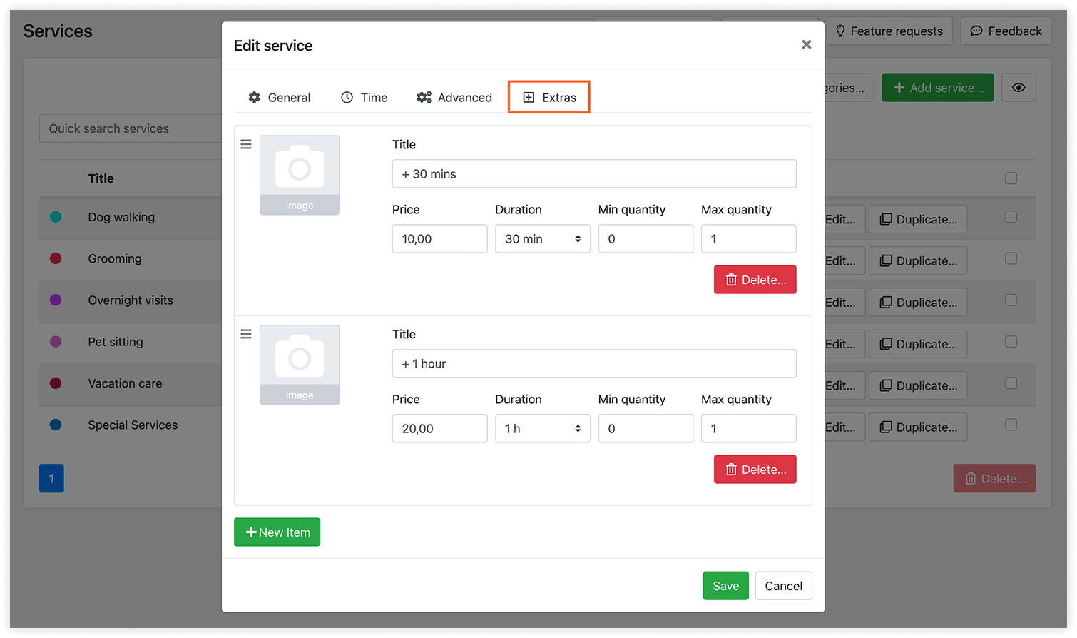 Bookly Service Extras (Add-on) – settings