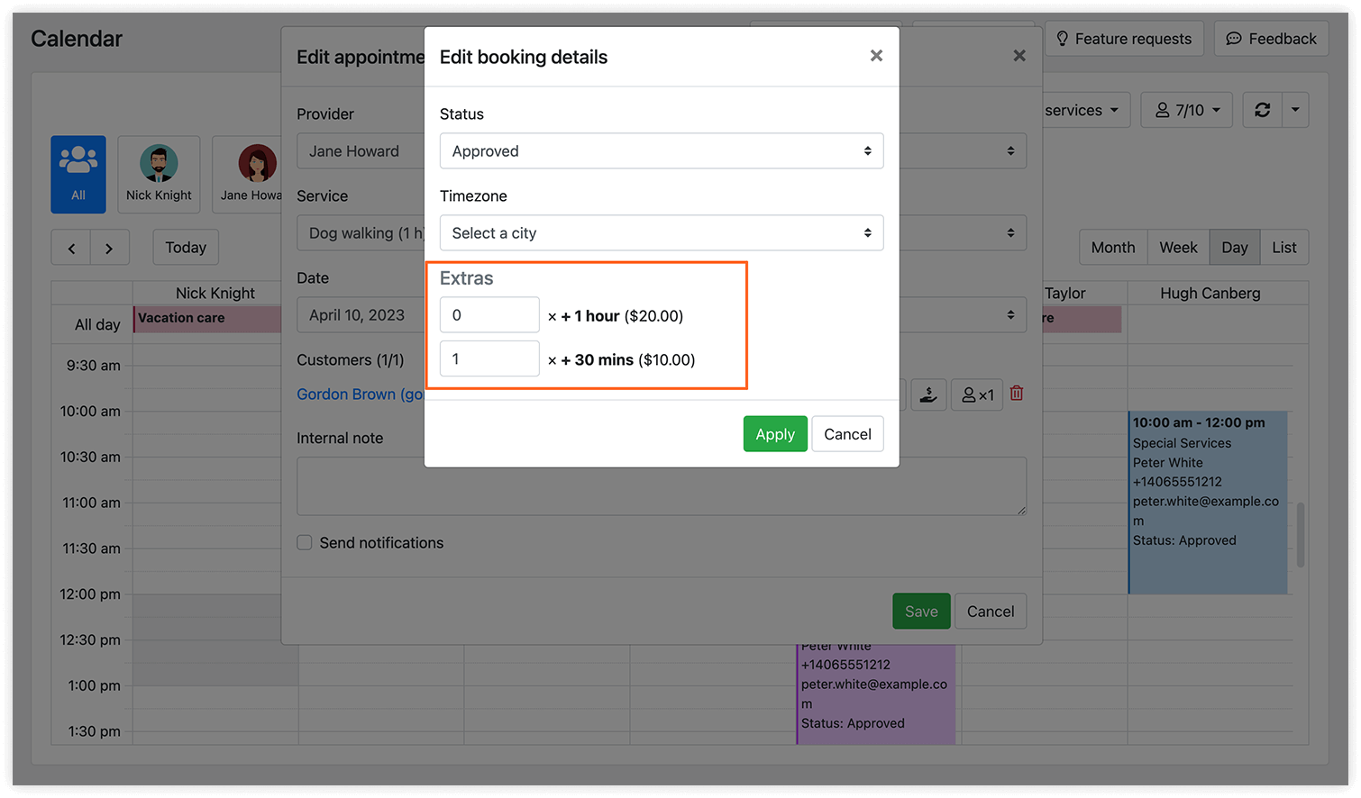 Bookly Service Extras (Add-on) – booking details