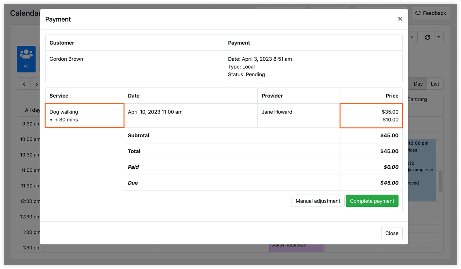 Bookly Service Extras (Add-on) – booking payment details