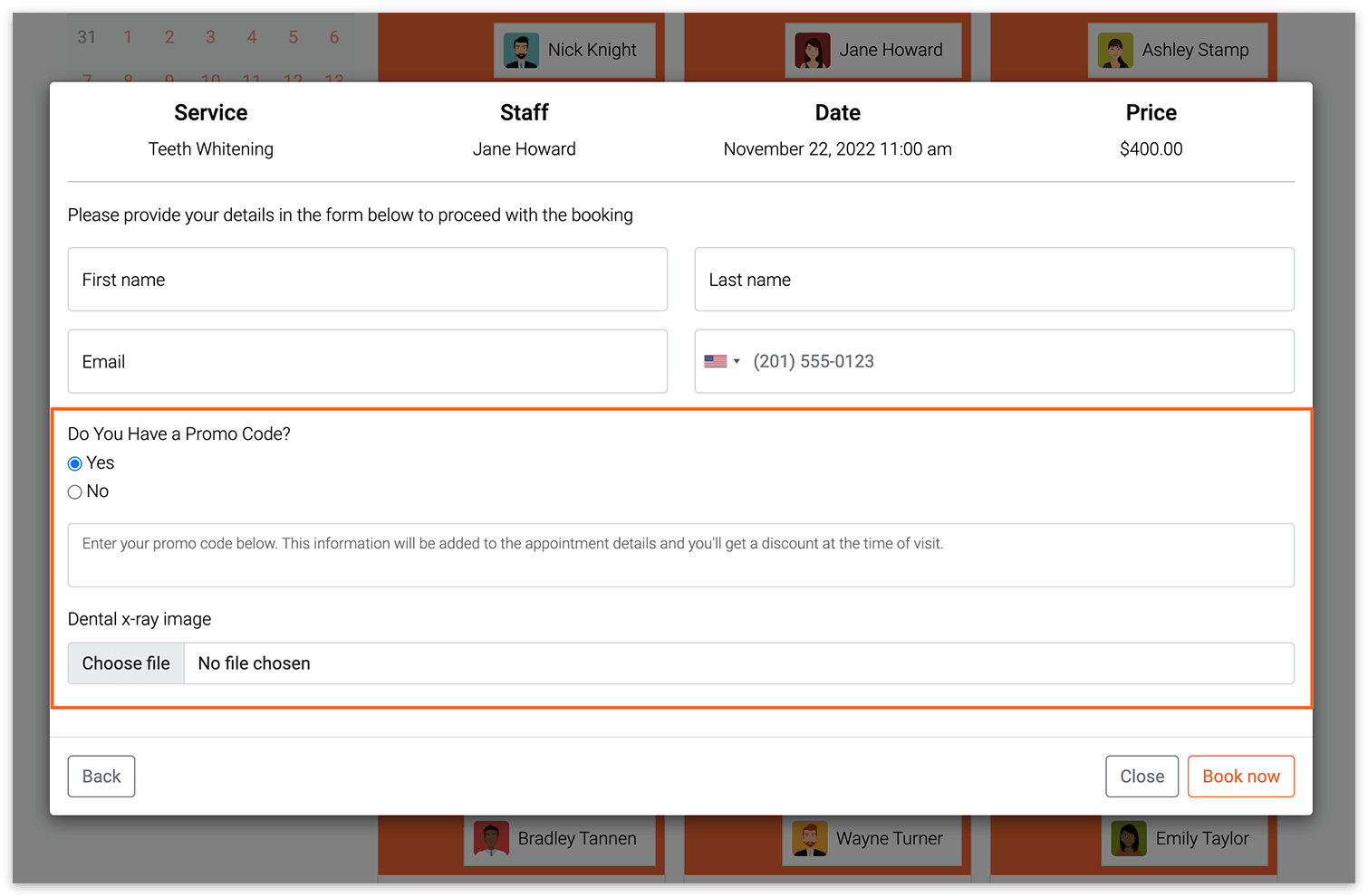 Custom Fields and Files in the new booking forms