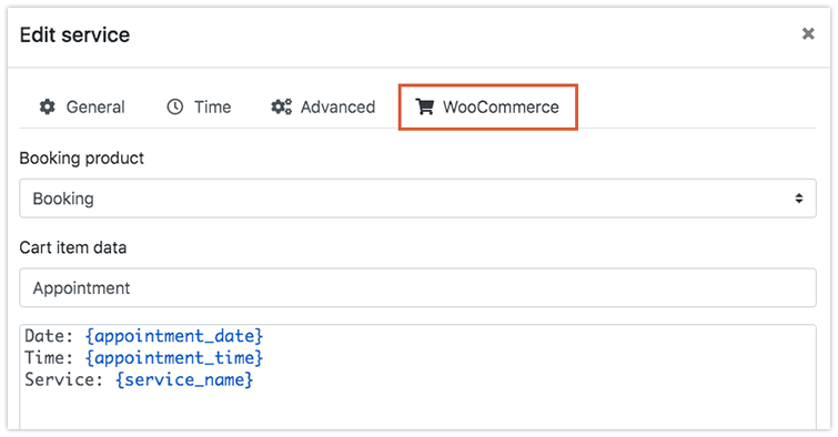 WooCommerce integration in Bookly PRO – service settings