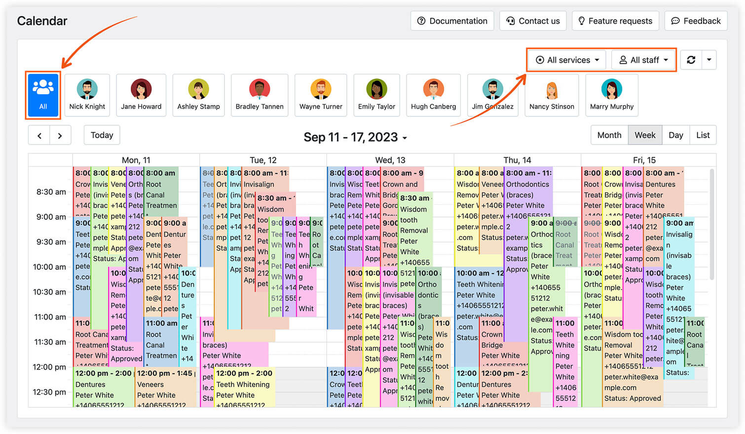 Bookly backend Calendar