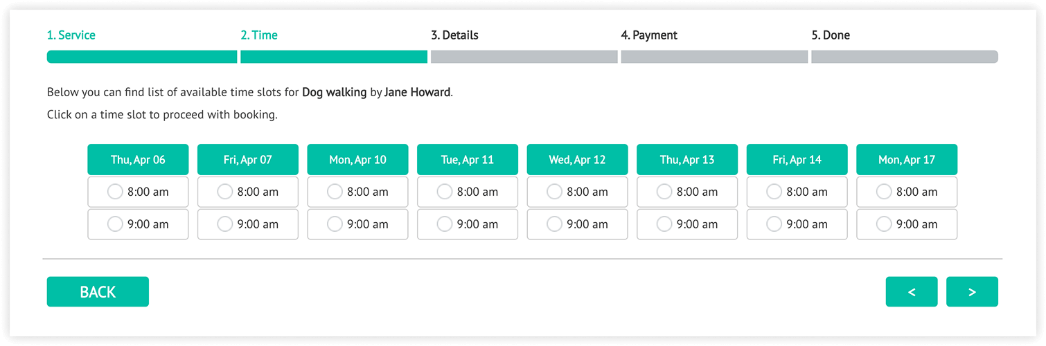 Bookly online booking form