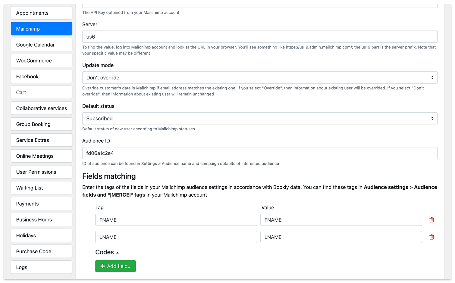 Bookly and Mailchimp Integration